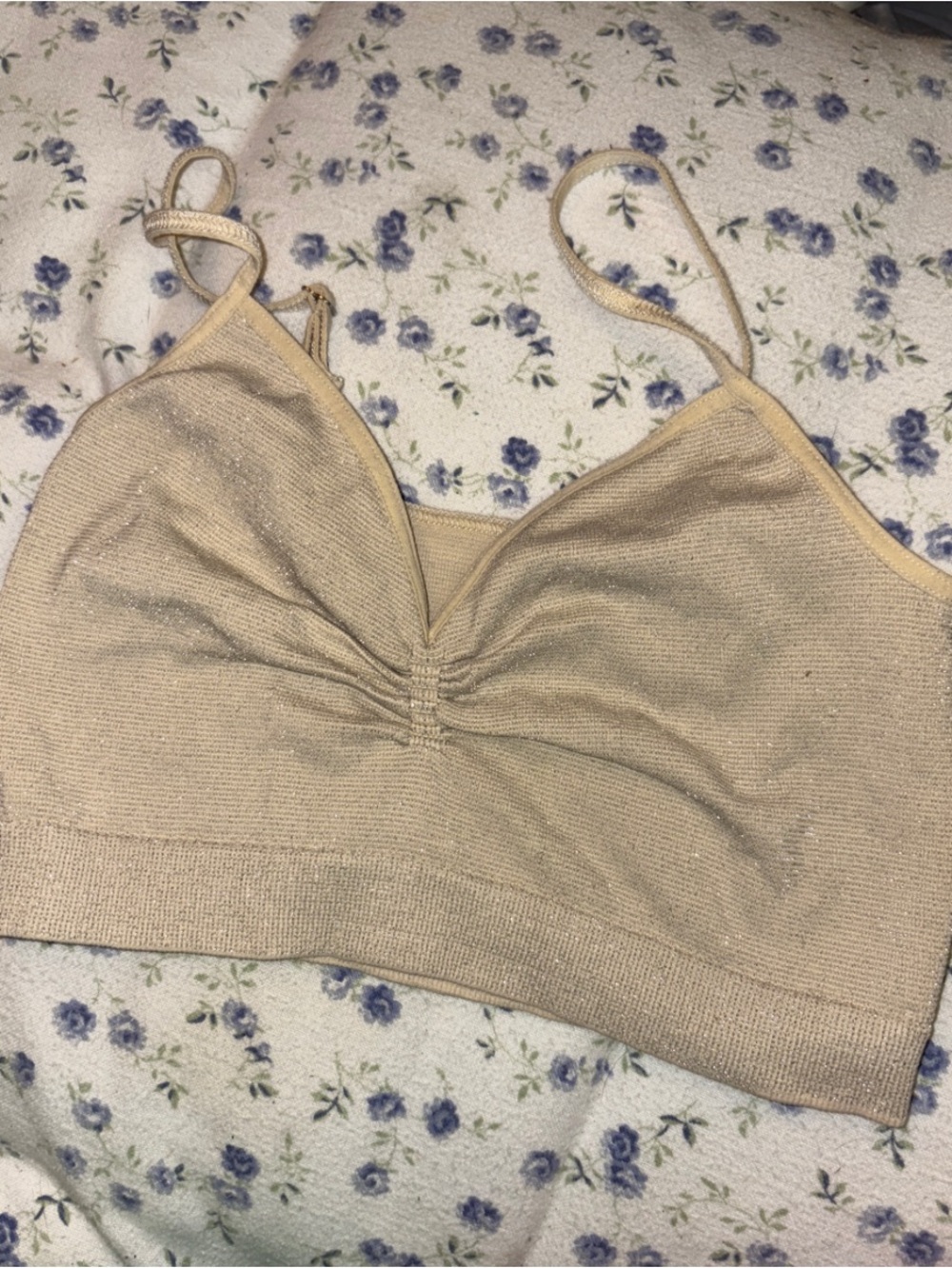 New FP Ruched Light beige metallic bralette